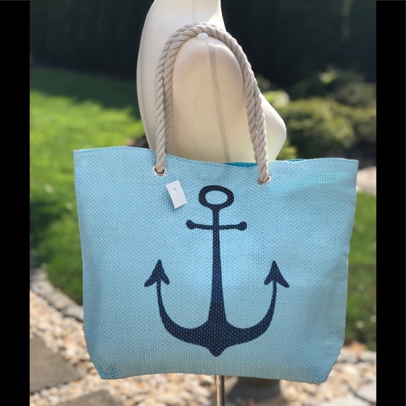 Handbags - Canvas beach bag with anchor